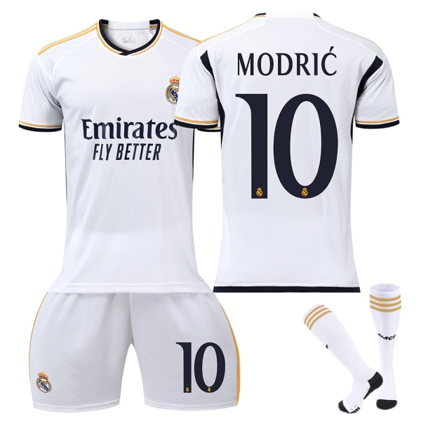 23-24 Modric 10 Real Madrid trøje Ny sæson Seneste fodboldtrøjer til børn til børn Goodies sæsonopdatering Adult M（170-175cm）