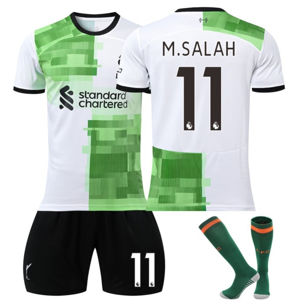 23-24 M.Salah 11 Liverpool Away New Season Shirt Seneste Voksenskjorter Børneskjorter Adult XL（180-190cm）