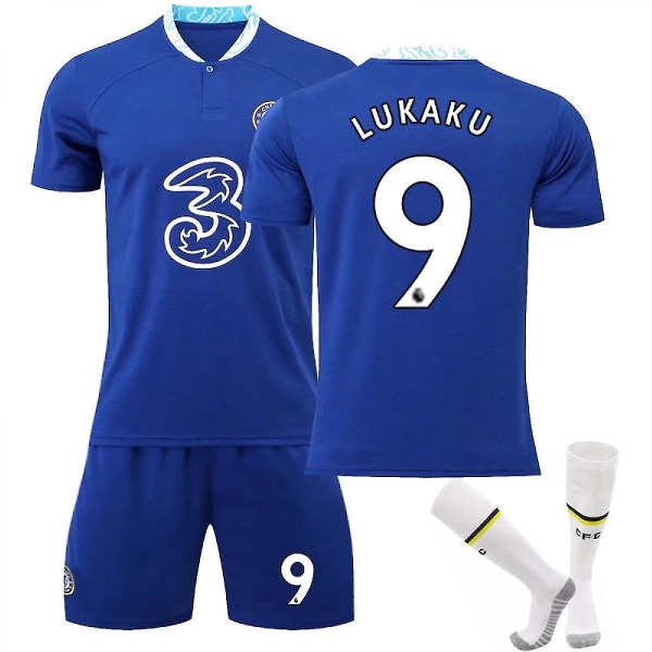 22-23 Chelsea Hjemmefodboldtrøje Træningstrøje Voksne Børn Komfort Nyeste fodboldtrøjer No.9 Lukaku 2XL