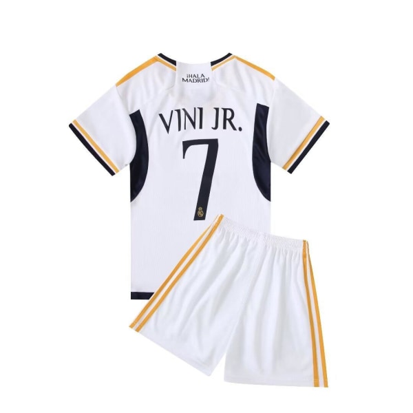 Real Madrid Vini Jr. 7 Hjemmefodboldtrøje Ny sæson Seneste Børnetrøjesæt Sokker Fodbold 5 Kids 16(90-100cm)