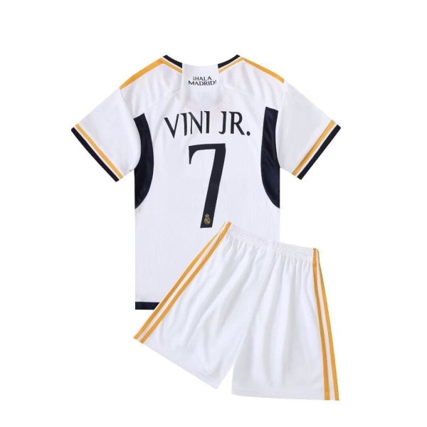 Real Madrid Vini Jr. 7 Koti Jalkapallo Jersey Uusi kausi Uusin Set paitasetti Sukat Jalkapallo Kids 22(120-130cm)