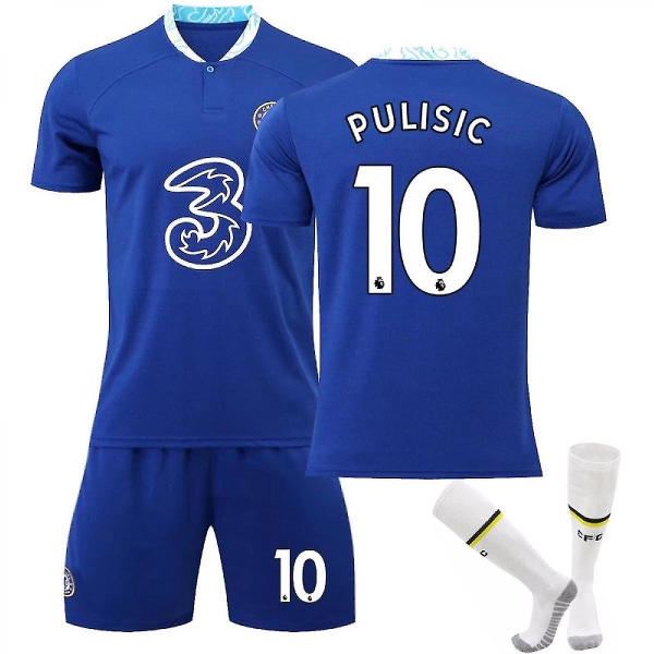 22-23 Chelsea Home Fotballdrakt Treningsdrakt Voksne Barn Komfort Nyeste fotballdrakter No.10 Pulisic Kids 16(90-100CM)