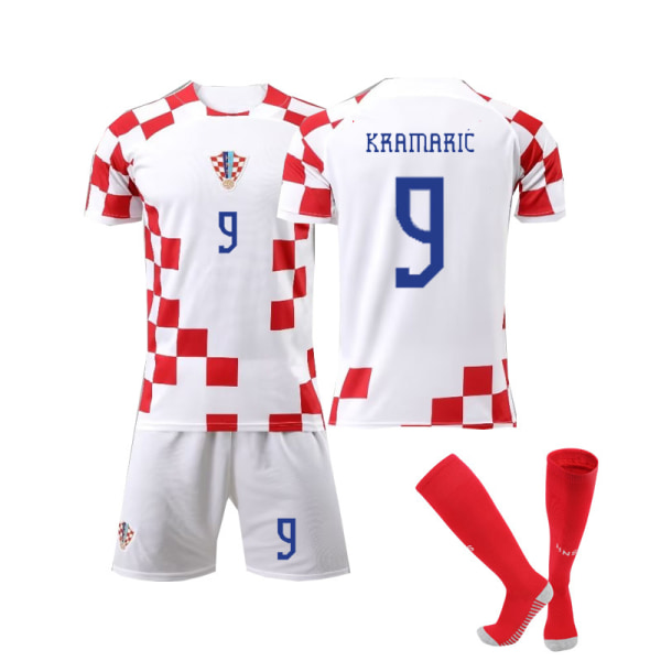 Kroatia Fotball-VM 2022 Hjemme Modric Fotballdrakt Voksne Barn 9# KRAMARIC S