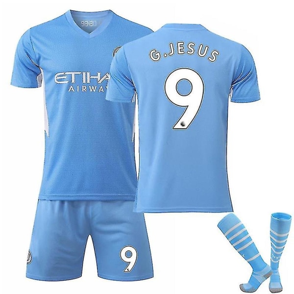 Ny sæson Manchester City Home De Bruyne Fodboldtrøje Voksne Børn Komfort G.JESUS NO.9 18 (100-110)