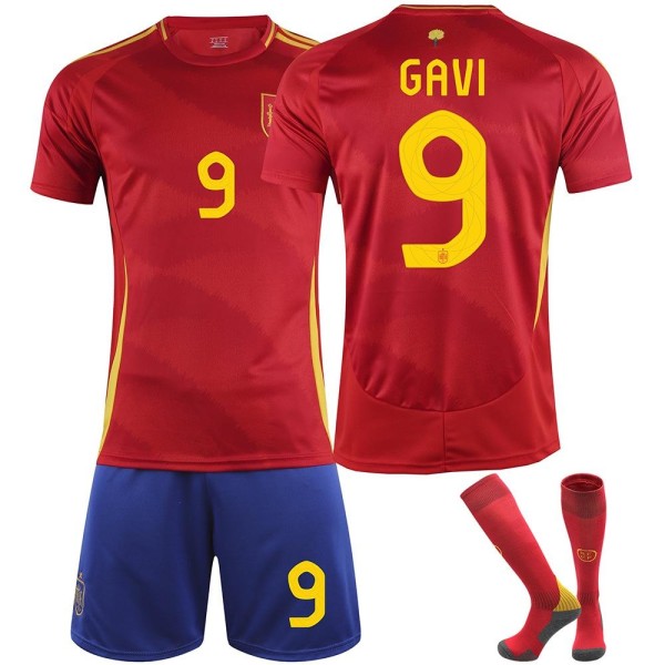 Spanien UEFA Europa League hemmafotbollströja nummer 9 Gavi senaste fotbollströja för vuxna för den nya säsong 4 Adult XXL（185-190cm）