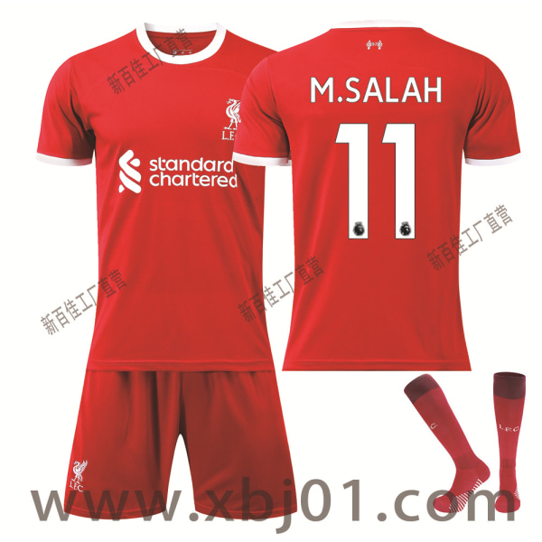 23-24 M.Salah 11 Liverpool New Season Shirt Senaste fotbollströja för vuxna barn Adult XL（180-190cm）