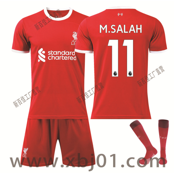 23-24 M.Salah 11 Liverpool New Season Shirt Senaste fotbollströja för vuxna barn Adult XXL（190-200cm）