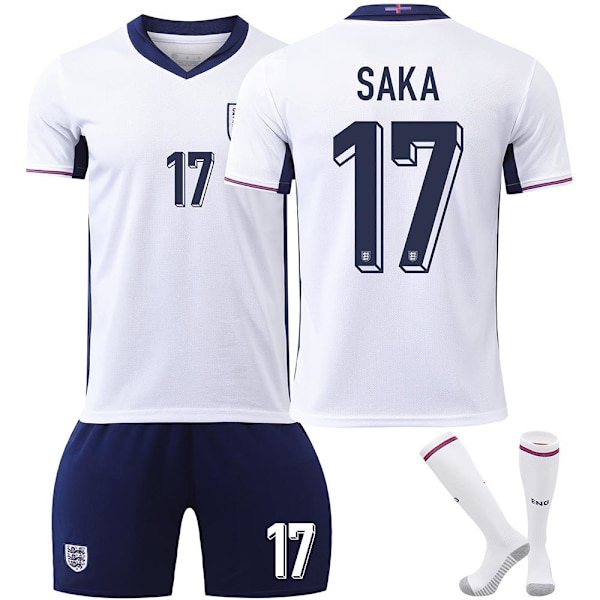 England UEFA Europa League hjemmefotballdrakt nummer 17 Saka siste fotballdrakter for voksne for den nye sesong 6 Adult XXXL（190-195cm）