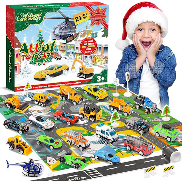 Adventtikalenteri Lelu Lasten Joulu, Auto Paloauto Poliisi Auto Insinööriajoneuvo 24 kpl Adventtikalenteri