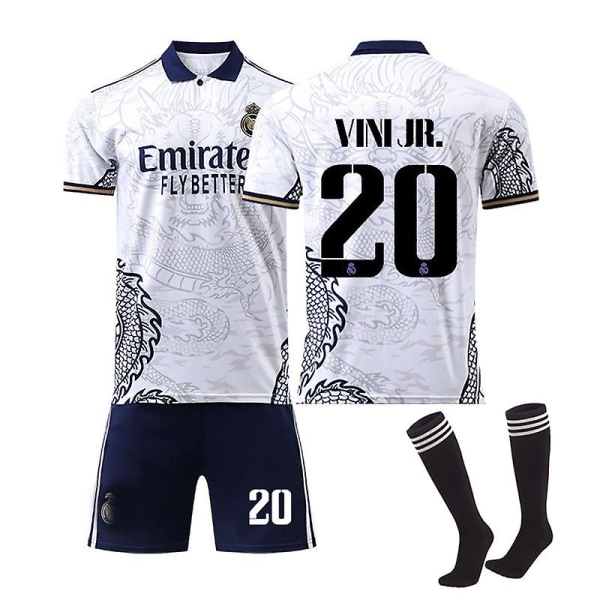 Real Madrid tröja No.20 Vini Jr Football Kit Dragon Edition S Vuxna barn Komfort nyaste fotboll Tröjor Kids 20(110-120CM)