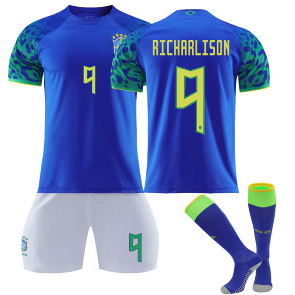 Qatar VM 2022 Brasil Richarlison #9 Trikot Samba Fotball T-skjorter for menn Trikotsett Barn Ungdom Kids 22(120-130cm)