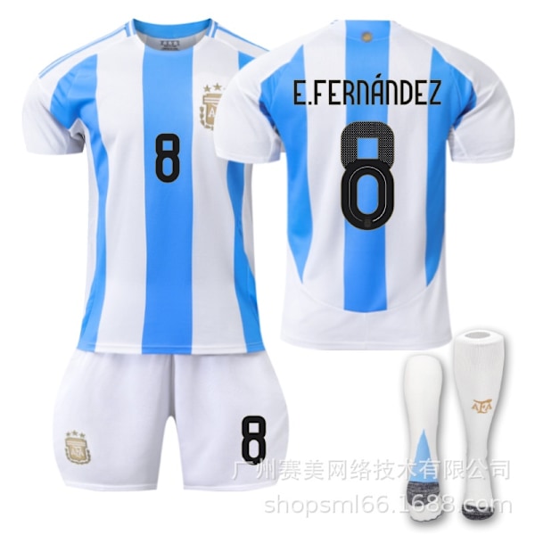 E.Fernandez 8 Argentina Copa America hjemmefotballdrakt siste voksen barn fotballdrakt for den nye sesongen 1 Kids 24(130-140cm)