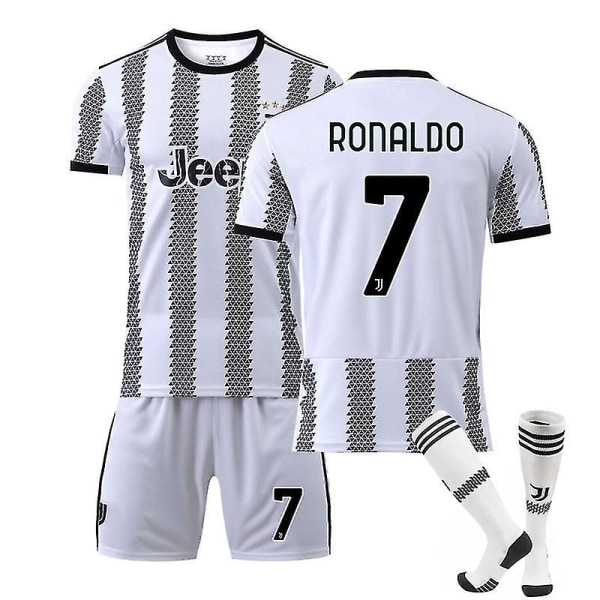 RONALDO #7 22-23 Juventus Home Soccer Training Jersey Kit Aikuiset Lapset Mukavuus Uusin 16(90-100CM)