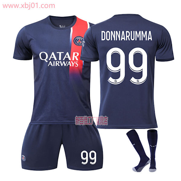 23-24 Paris Saint-Germain Hjemmetrøje 99 Donnarumma Ny sæson Seneste Voksne Børnetrøje Fodbold Adult XS（160-165cm）