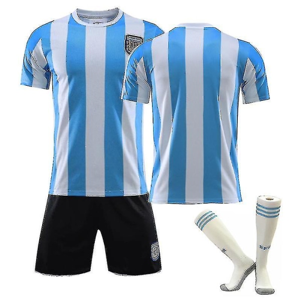 Maradona tröja nr 10 Argentina Retro King Fotbollströja Set 1920 Maradona 10 Kids Vuxna barn nyaste 1986 No number Kids 28(150-160CM)