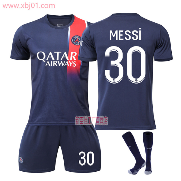 23-24 Paris Saint-Germain Hjemmetrøje 30 Messi Ny sæson Seneste Voksne Børnetrøje Fodbold Kids 26(140-150cm)