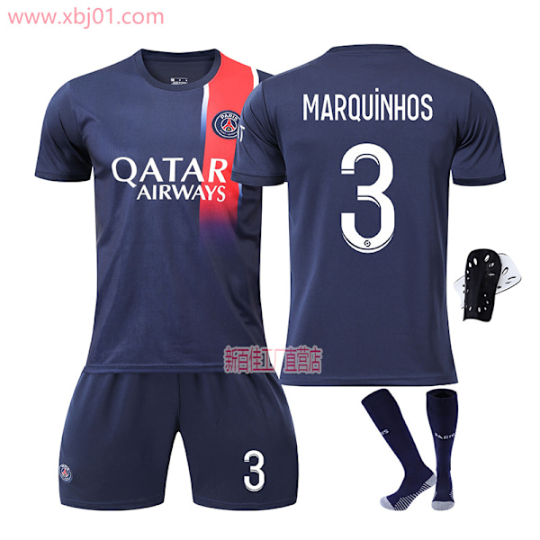 23-24 Paris Saint-Germain hemmatröja 3 Marquinhos Ny säsong Senaste Vuxna Barntröja Fotboll Kids 24(130-140cm)