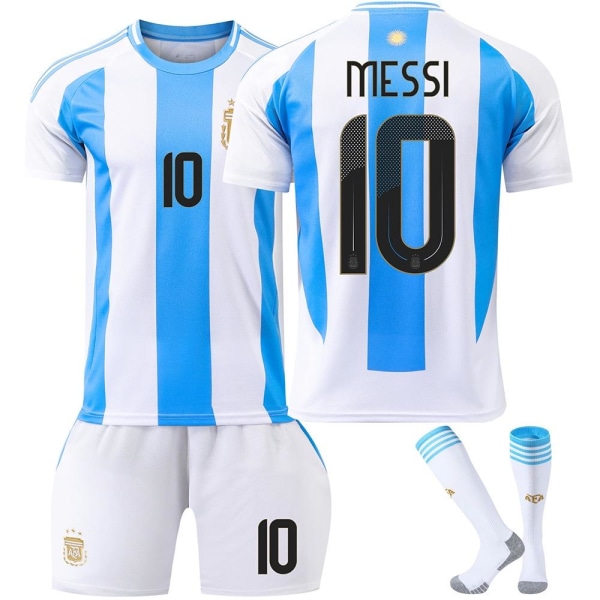2024 Argentina Home Fotbollströja nummer 10 Messis senaste fotbollströja för vuxna för den nya säsong 3 Adult XS（155-165cm）