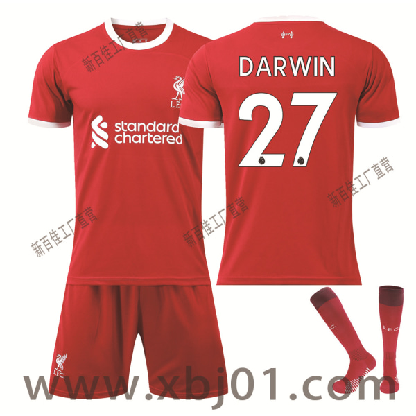 23-24 Darwin 27 Liverpool New Season -paita Uusin aikuisten lasten jalkapallopaita Adult XL（180-190cm）