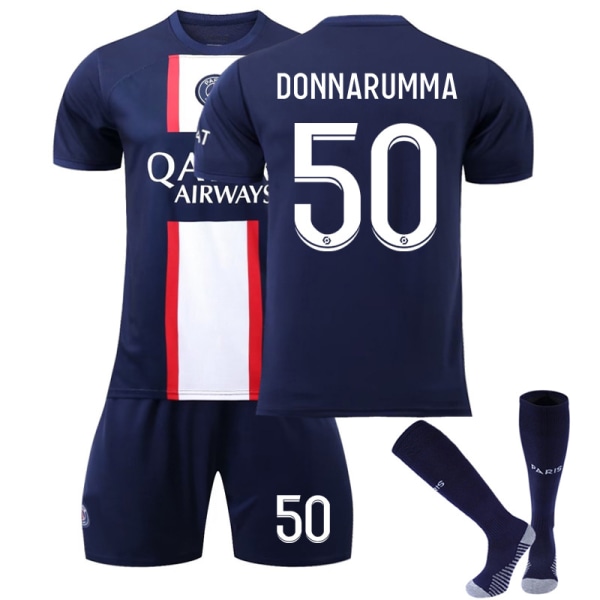 Paris 22/23 Fodboldsæt Børn Hjemmetræning T-shirt Shorts Suit Voksen Børn Fodboldtrøjer DONMARUMMA 5 Goodies Sæsonopdatering DONMARUMMA 50 Kids 18(100-110CM)