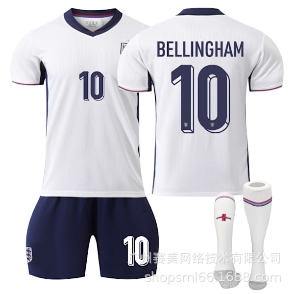 Bellingham 10 England EM-hemmafotbollströja nummer senaste vuxna barn fotbollströja för den nya säsongen 4 Adult S（165-170cm）