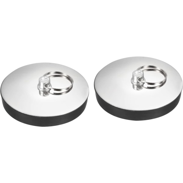 2 stycken 2,2" Invändig diskbänk cover tätningsplugg vattenpropp med handtag rostfritt stål för köksbadkar, silversvart