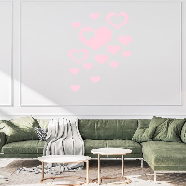 Akrylspegelväggklistermärke 14stk i 1set självhäftande. Avtagbara hjärtväggbilder för hem vardagsrum sovrum kontor hemarbete (svart)