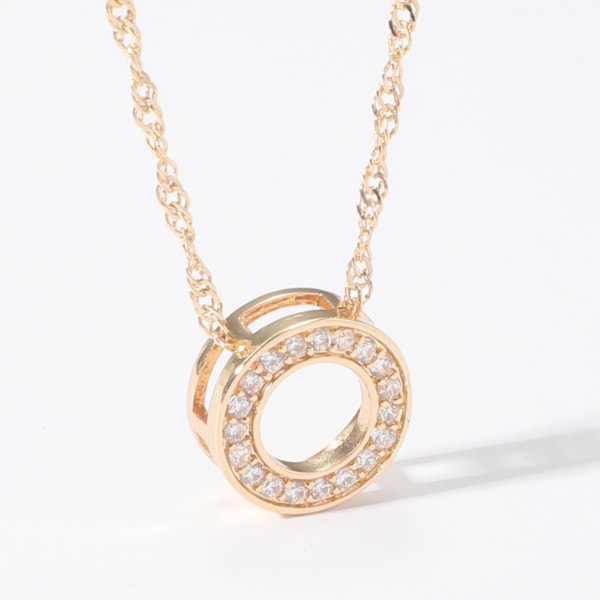 Mikropaved zirkon geometrisk ring halsband för kvinnor enkel cirkel nyckelben kedja