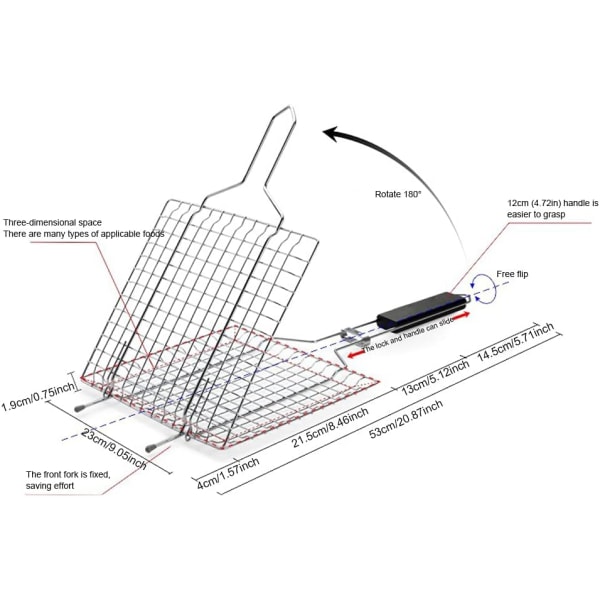 BBQ Grillkorg Bärbar Fiskhylla BBQ Korg Fisk BBQ Clip Grill Clip BBQ Clip Nätkorg Grönsaksnätdel