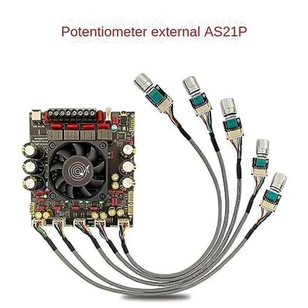 AS21P Bluetooth 5.1 Digital Power Amplifier Board 2.1 Channel TPA3255 DC 18-50V för Subwoofer-högtalare Externa 13,15x12x4cm
