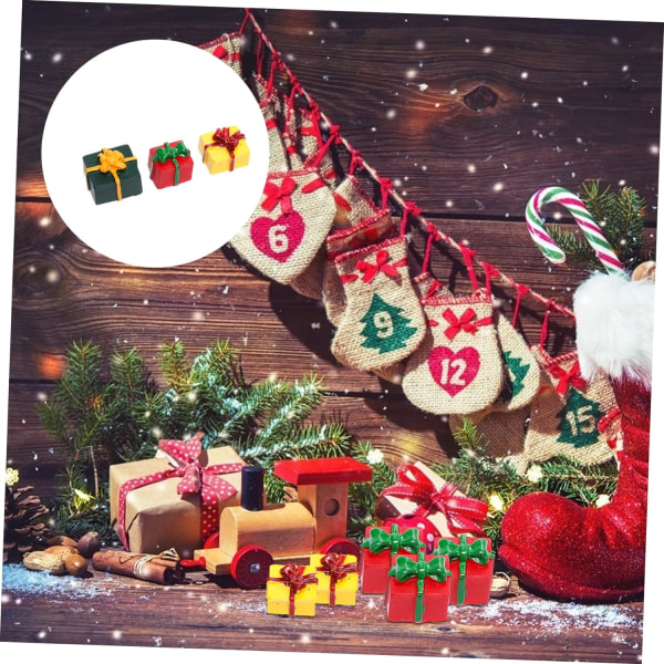 90 st Harts presentförpackning jul miniatyr figurer för hantverk Folie insvept prydnad julgran hängande figur Xmas miniatyr ornament