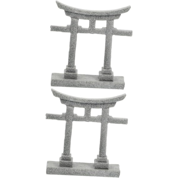 2st Trädgård Mikro Landskap Japansk Shrine Dekor Torii Miniatyr Ornament Zen Trädgårdstillbehör Japansk Trädgårdsdekor Pagoda Hemaccenter