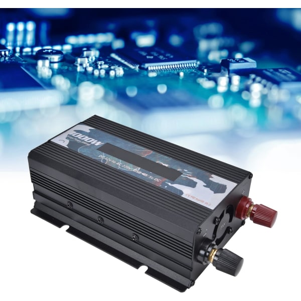 Power Inverter 2000W Inverter 3000W Aluminium Alloy 3000W Power Converter Med Display Aluminium Alloy Dc12V till Ac220V Power Inverters (svart)