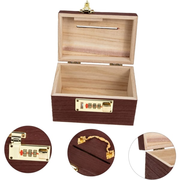 2st Box Retro Pengalåda Trä Case Leksak för pojke Barn Smycken Organizer Pirat Treasure Container Smycken Organizer Bricka Sovrumsförvaring