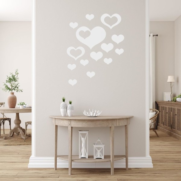 Akrylspegelväggklistermärke 14stk i 1set självhäftande. Avtagbara hjärtväggbilder för hem vardagsrum sovrum kontor hemarbete (svart)