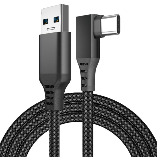 USB till USB-C Höghastighetskabel Vinklad USB-C Oculus Quest 2 5M Svart