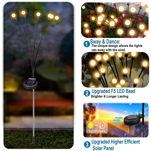 Solcellslampa firefly trädgårdsbelysning 2-Pack