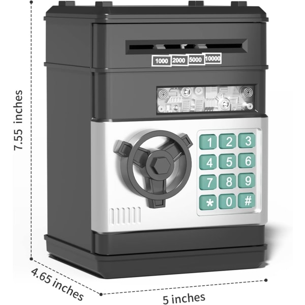 Elektroniskt Sparbössa Kassaskåp med lösenord för barn Silver