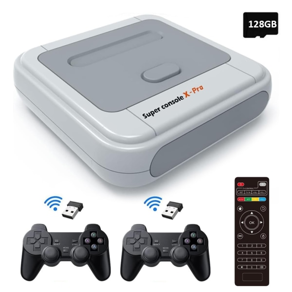 SUPER CONSOLE X Minispelkonsol med 2 Trådlösa Kontroller 128GB