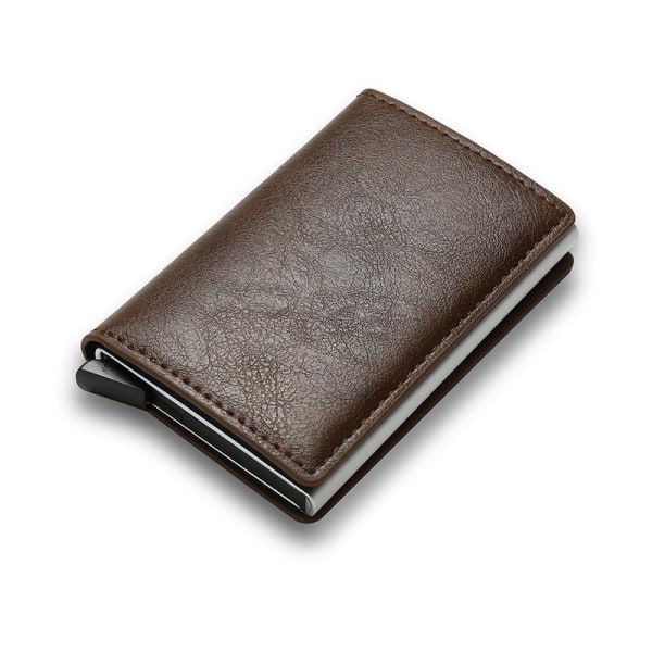 Automatisk Korthållare Plånbok med RFID-skydd Mörkbrun