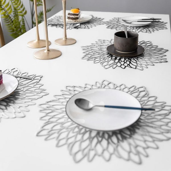 Bordstablett bordsunderlägg i modern design - Silver 4-pack 1edc | 360 |  Fyndiq