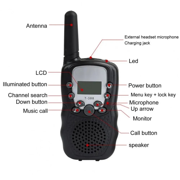 T-388 Walkie-Talkie 3km Gul