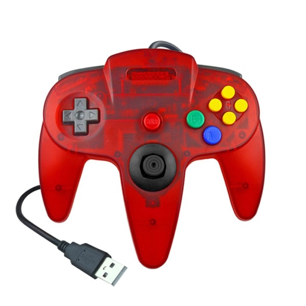 NINTENDO 64-KONTROLLER MED USB-KABEL Red-transparent