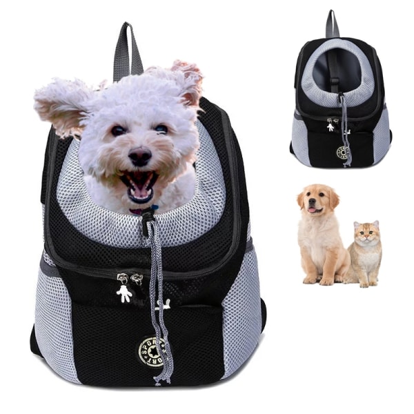 Hundryggsäck Transportväska för hund och katt Svart