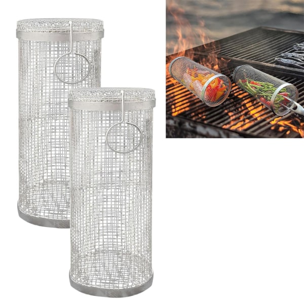 Grillkorgar i Rostfritt stål Rullgrill 2-Pack 20 x 9 x 9cm