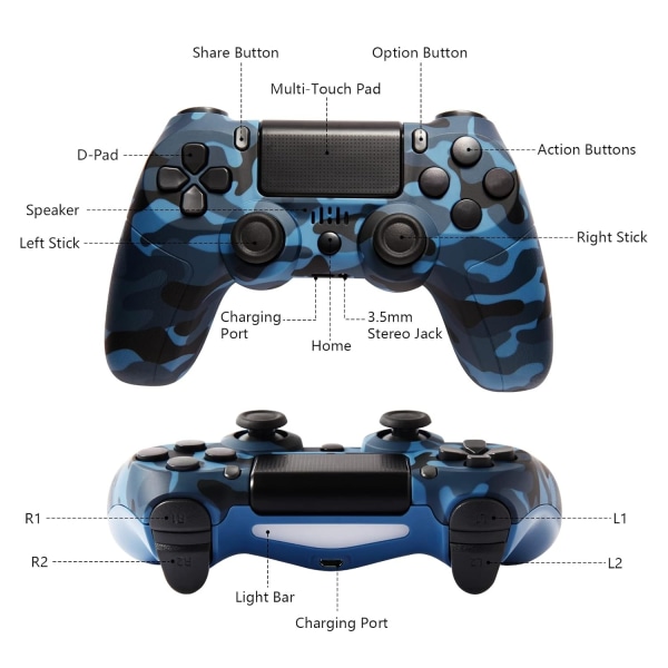 Handkontroll PS4 Kontroll DoubleShock för Playstation 4 - Trådlö 2-Pack