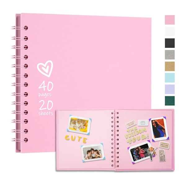 Scrapbook DIY fotoalbum 40 sidor kraftpapper Rosa