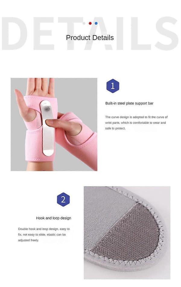 Justerbart åndbart håndledsbind Karpaltunnelskinne Håndledsstøtte Tendinit Smertelindring for Gigt Håndledsbandage Sort Black Left- Handed One Load
