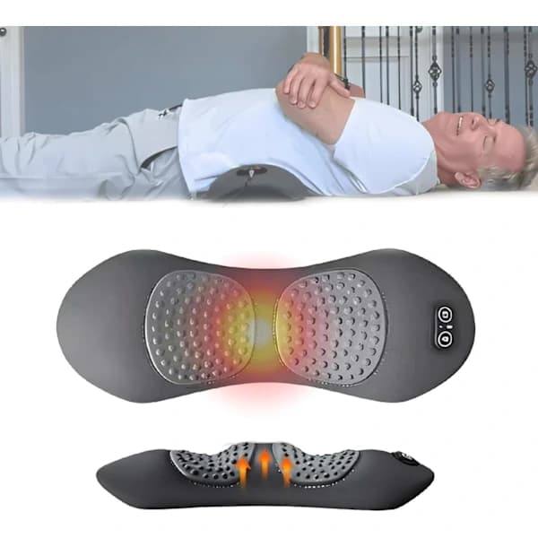 3-in-1 Back Therapy, Back Massage, Sciatica Massage with Traction Lift, Stretcher Portable Deep Tissue Vibration for Neck Shoulder Backs (Grey)