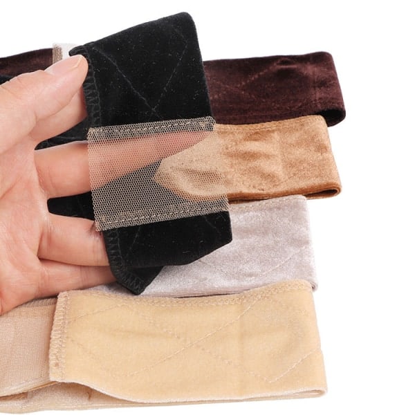TG 3ST Spets Peruk Grepp Band Sammet Kardborre Peruk Fixeringsband Beige